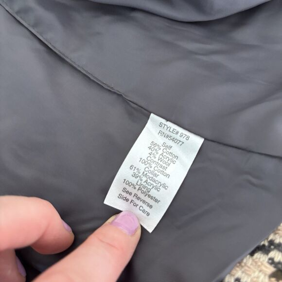 CAbi #978 Houndstooth Multicolor Browns Size 4 Sweater Jacket Coat Cardigan - Picture 8 of 8